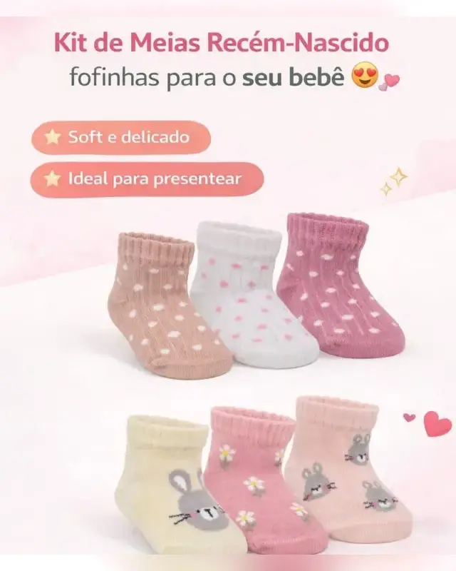 Kit de meias Selene com 3 pares, foto 2 de 2