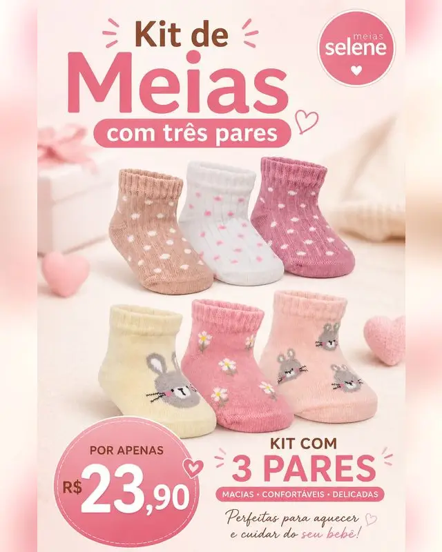 Kit de meias Selene com 3 pares