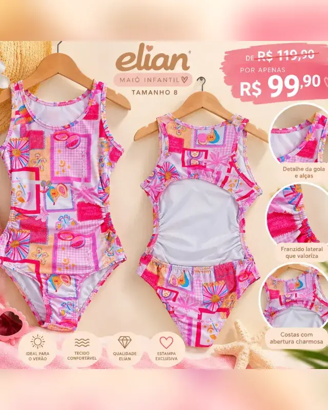 Maiô infantil Elian estampado