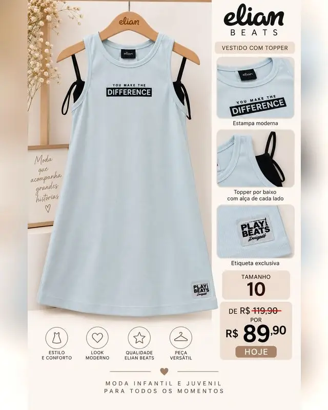 Vestido com topper Elian Beats azul